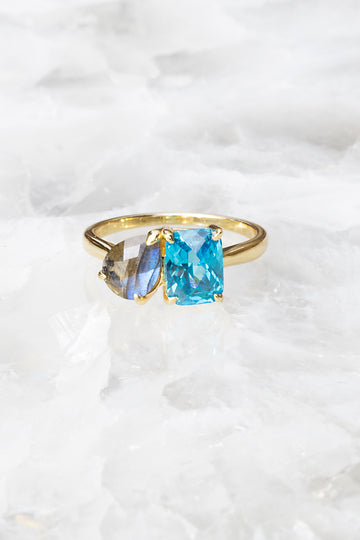 PERFECT PAIR RING- PARAIBA + LABRADORITE